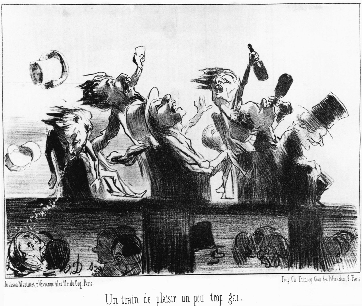 Et sjovt tog lidt for muntert: taget fra "" Les trains de Plaisir", serie tegnefilm på jernbanerne i Honore Daumier (1808-1879). “Charivari” af Honoré Daumier
