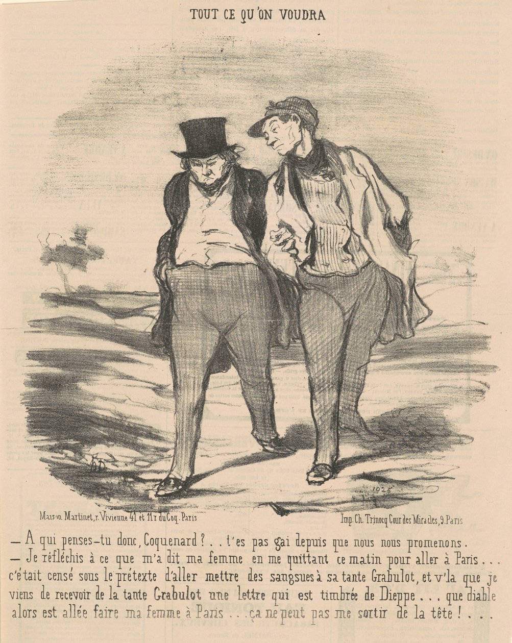 Hvem tænker du på, fej? ... af Honoré Daumier