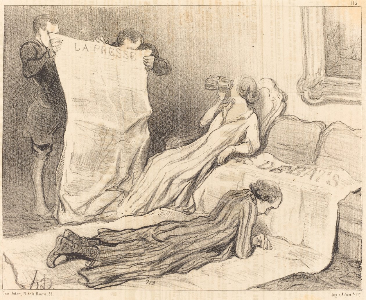 Abonnenter, der modtager deres avis... af Honoré Daumier