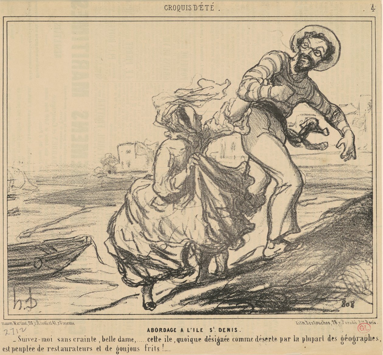Boarding på Saint-Denis Island af Honoré Daumier