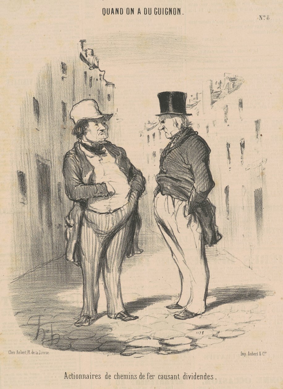 Jernbaneaktionærer forårsager udbytte af Honoré Daumier
