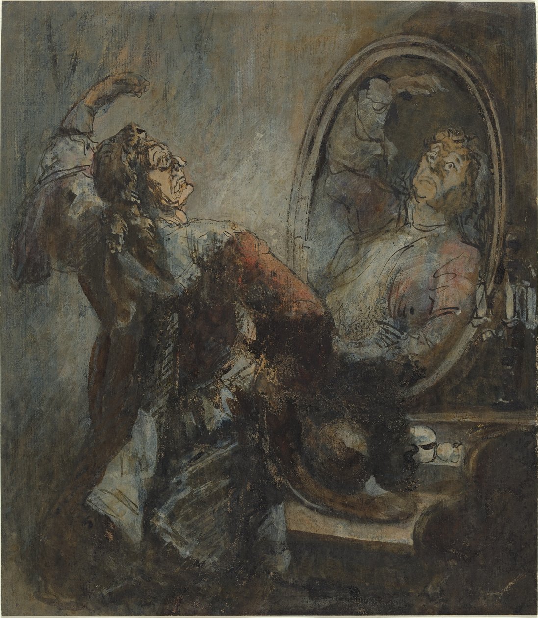 Skuespiller poserer foran et spejl af Honoré Daumier