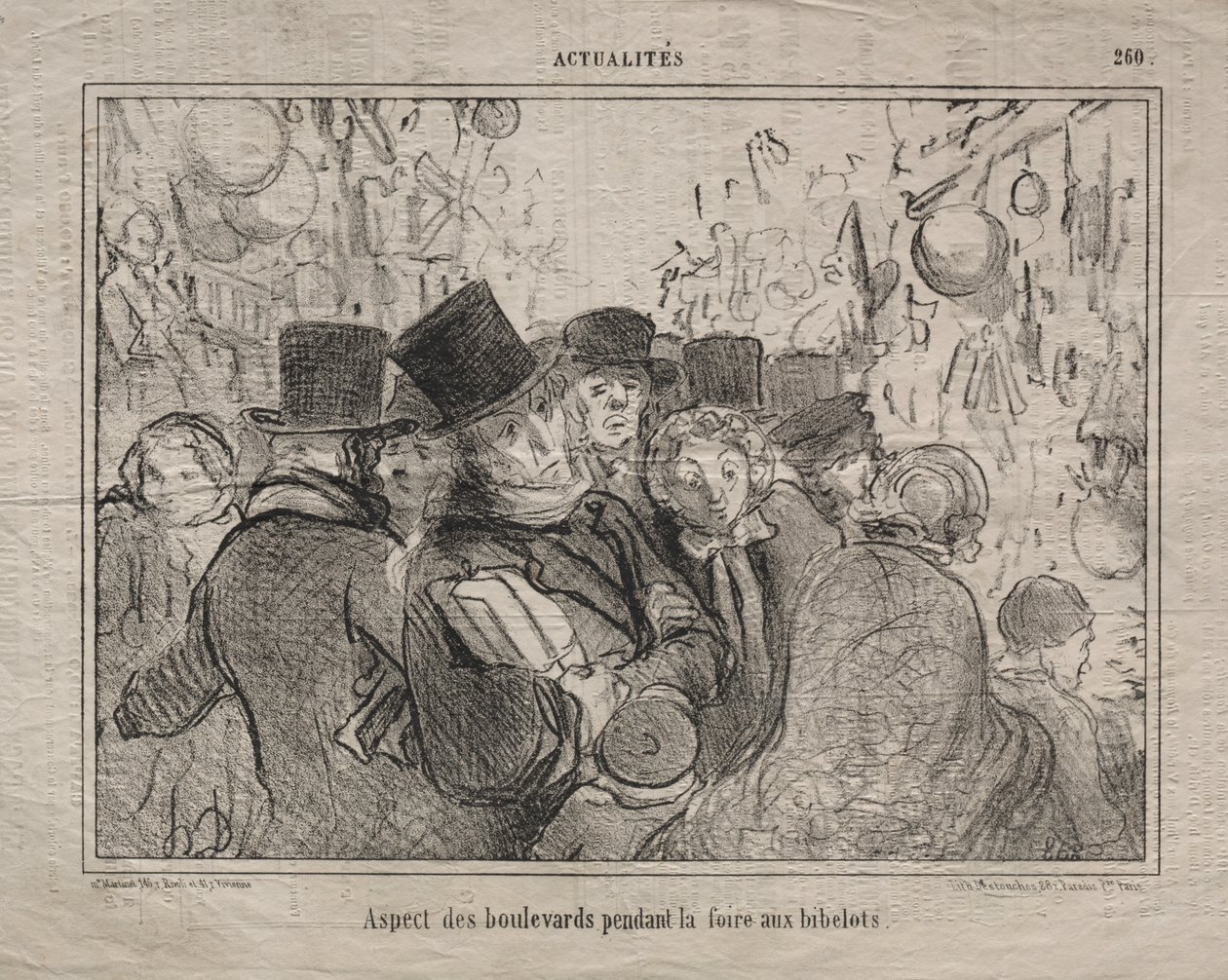 Aktualiteter (nr. 260): Udsigt over boulevarder under et marked for nips af Honoré Daumier