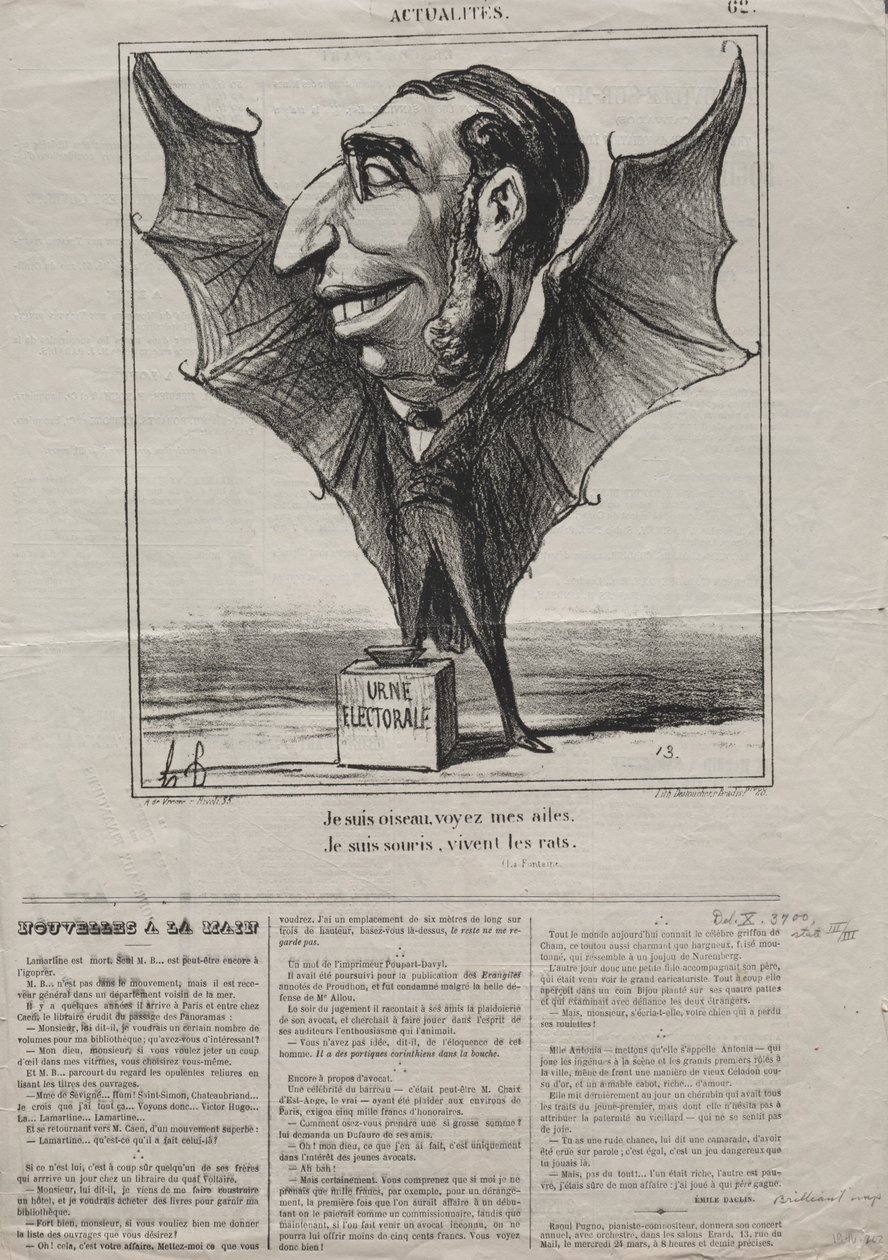 Aktualiteter (nr. 62): Jeg er en fugl, se mine vinger.. af Honoré Daumier