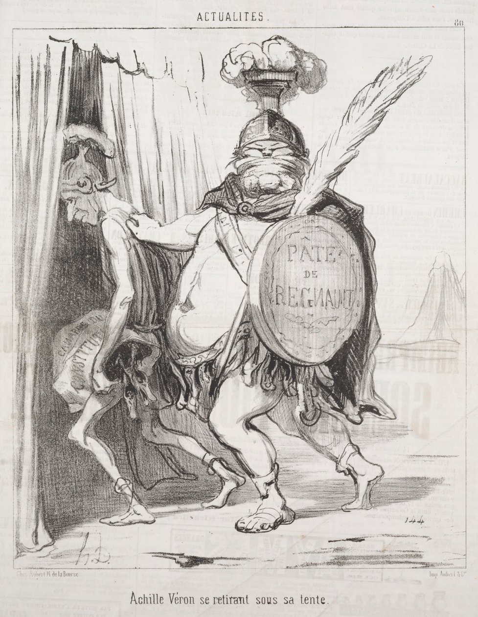 Aktualiteter: Achilles trækker sig tilbage i sit telt, 1850. af Honoré Daumier