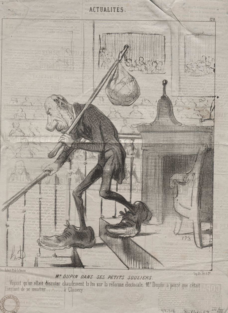 Aktualitet nr. 128: Mr. Dupin i sine små sko, 1850. af Honoré Daumier