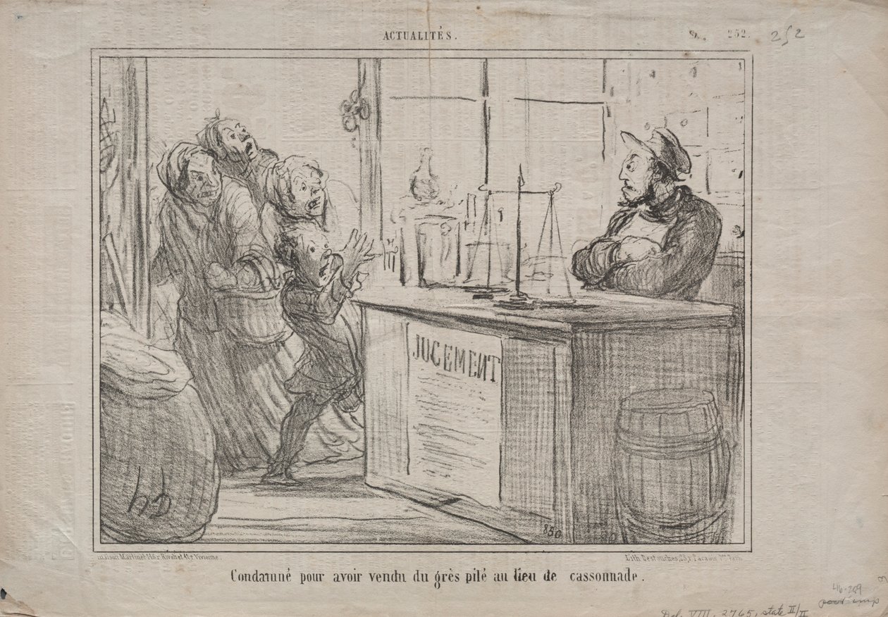 Aktualitet nr. 252: Dømt for at have solgt en bunke sand i stedet for fugtigt brun farin, 1855. af Honoré Daumier