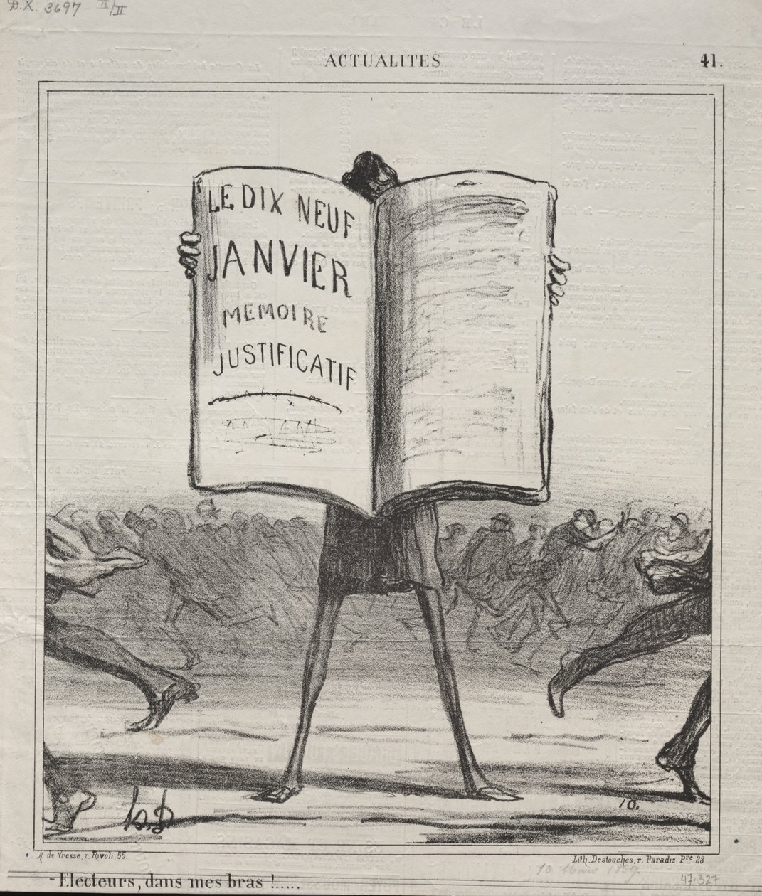 Aktualiteter nr. 41: Kurfyrster, i mine arme!..., 1869. af Honoré Daumier