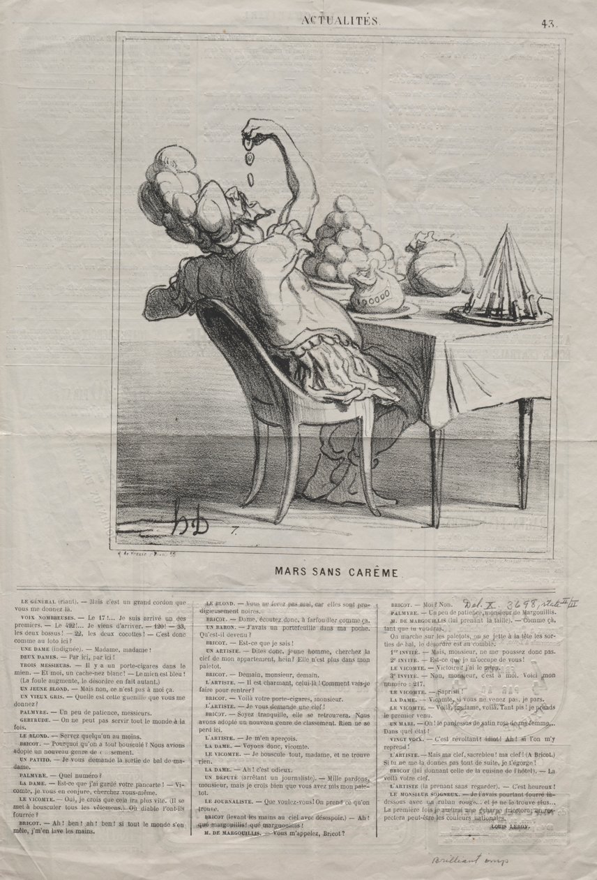 Aktualiteter nr. 43: Marts uden fastelavn, 1869. af Honoré Daumier