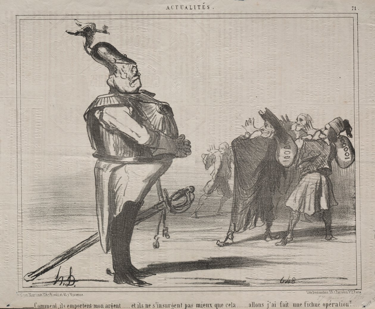 Aktualitet nr. 71: Hvorfor tager de mine penge..., 1854. af Honoré Daumier