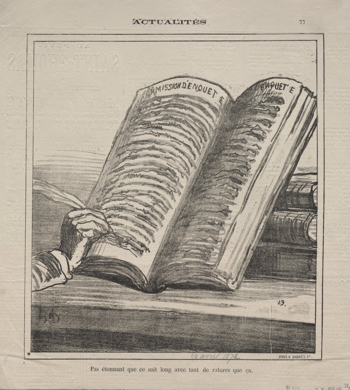 Aktualiteter nr. 77: Bliv ikke forbavset over, at den er lang og med mange rettelser, 1872. af Honoré Daumier