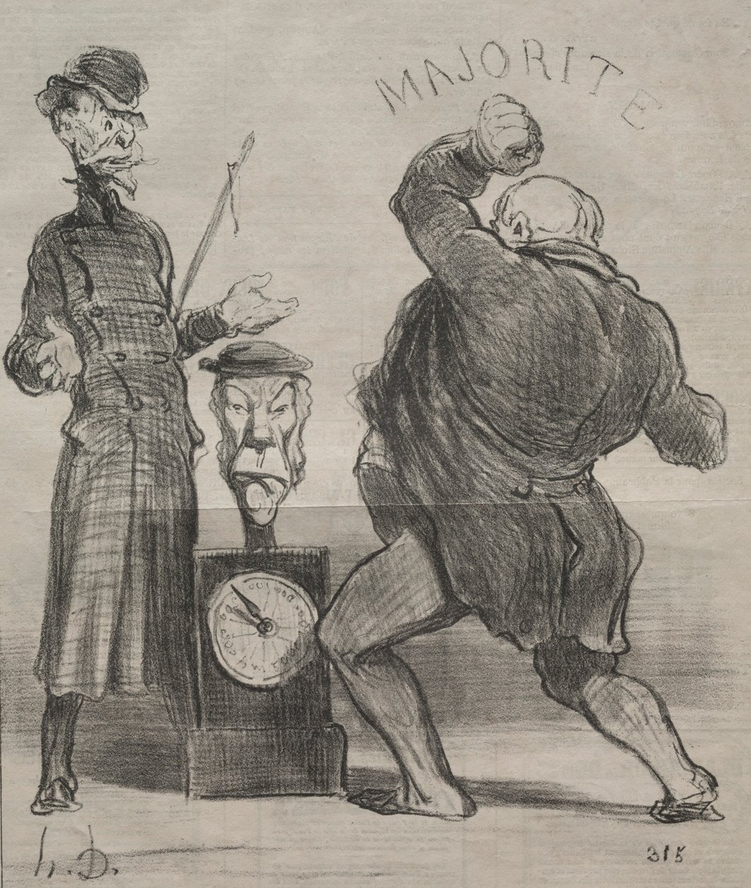 Aktualitetsplade 183: Prøver sin styrke, 1851. af Honoré Daumier
