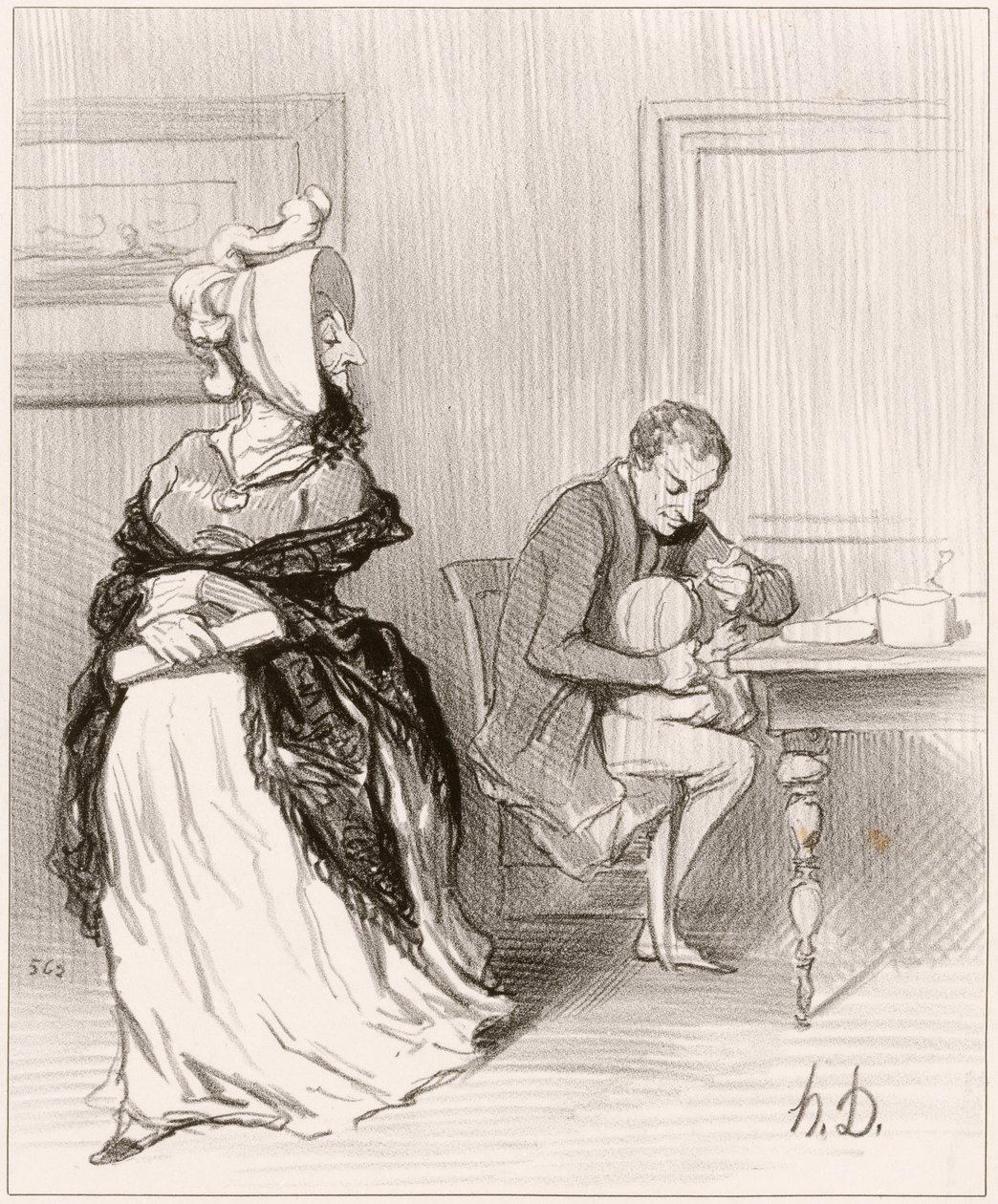 Farvel, min kære, jeg skal til mine forlag... af Honoré Daumier