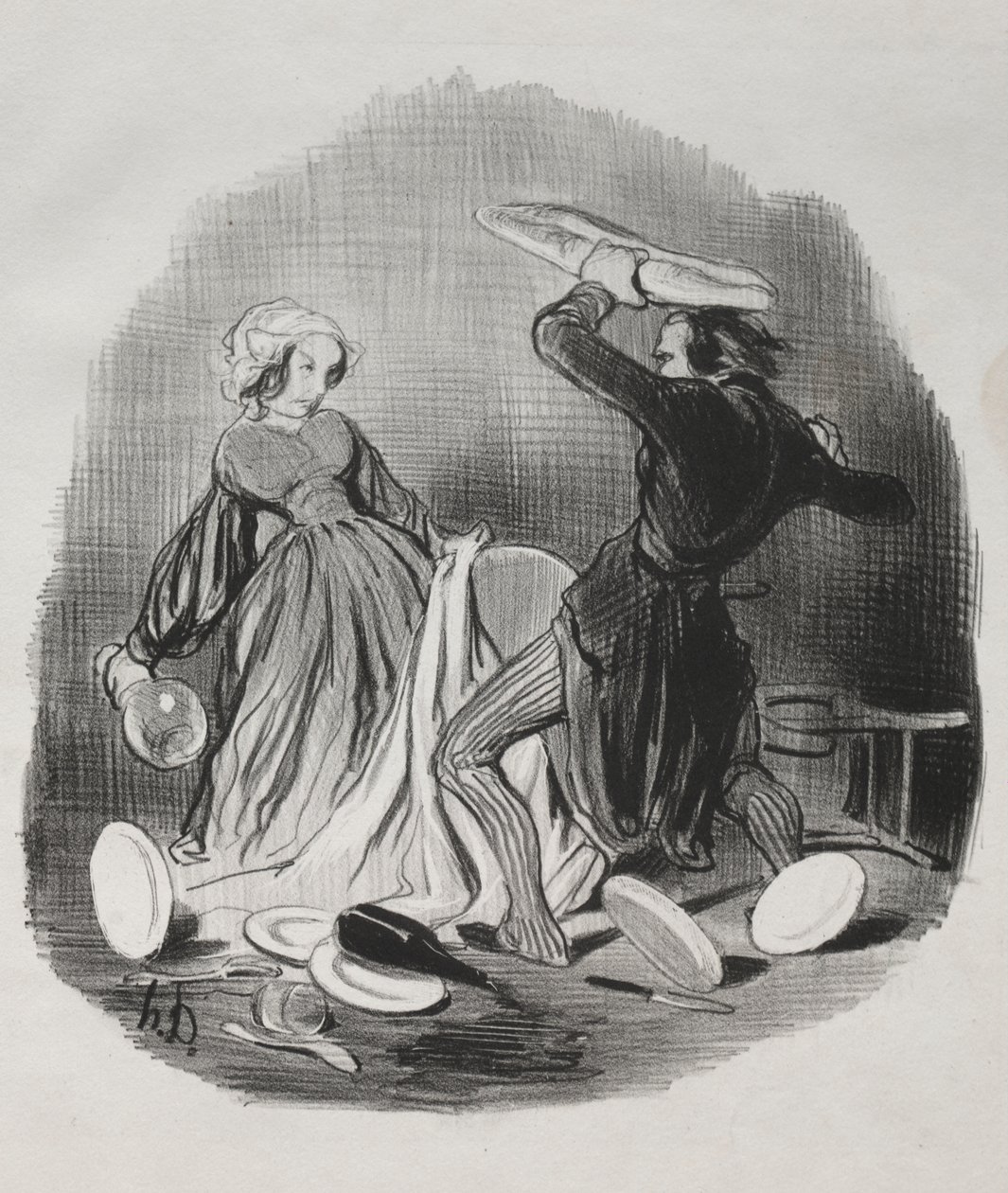 Ah! Du tror, at din kone ikke yder nok for dig, skurk. . . . af Honoré Daumier