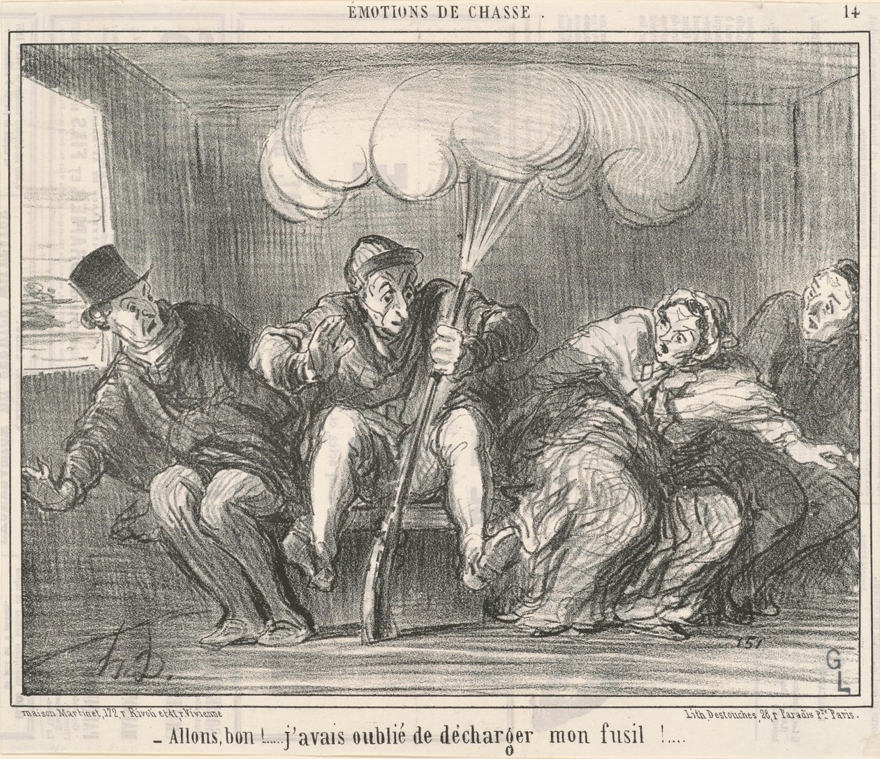 Kom så godt! Jeg glemte at losse min pistol! af Honoré Daumier