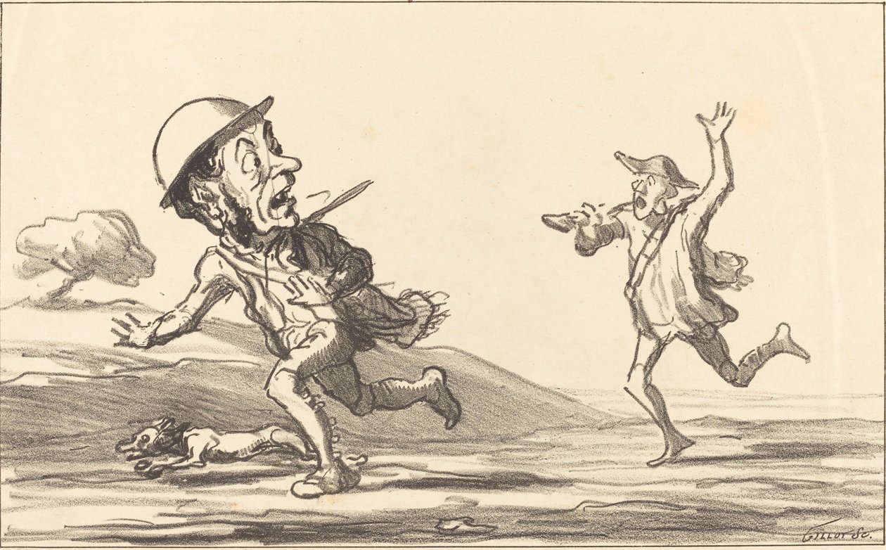 Kom nu!... det ser ud til... reserveret jagt af Honoré Daumier