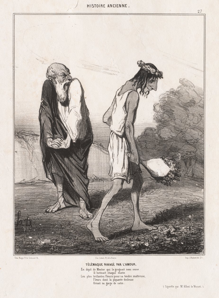 Oldtidshistorie: Pl. 27, Telemachus hærget af kærlighed af Honoré Daumier