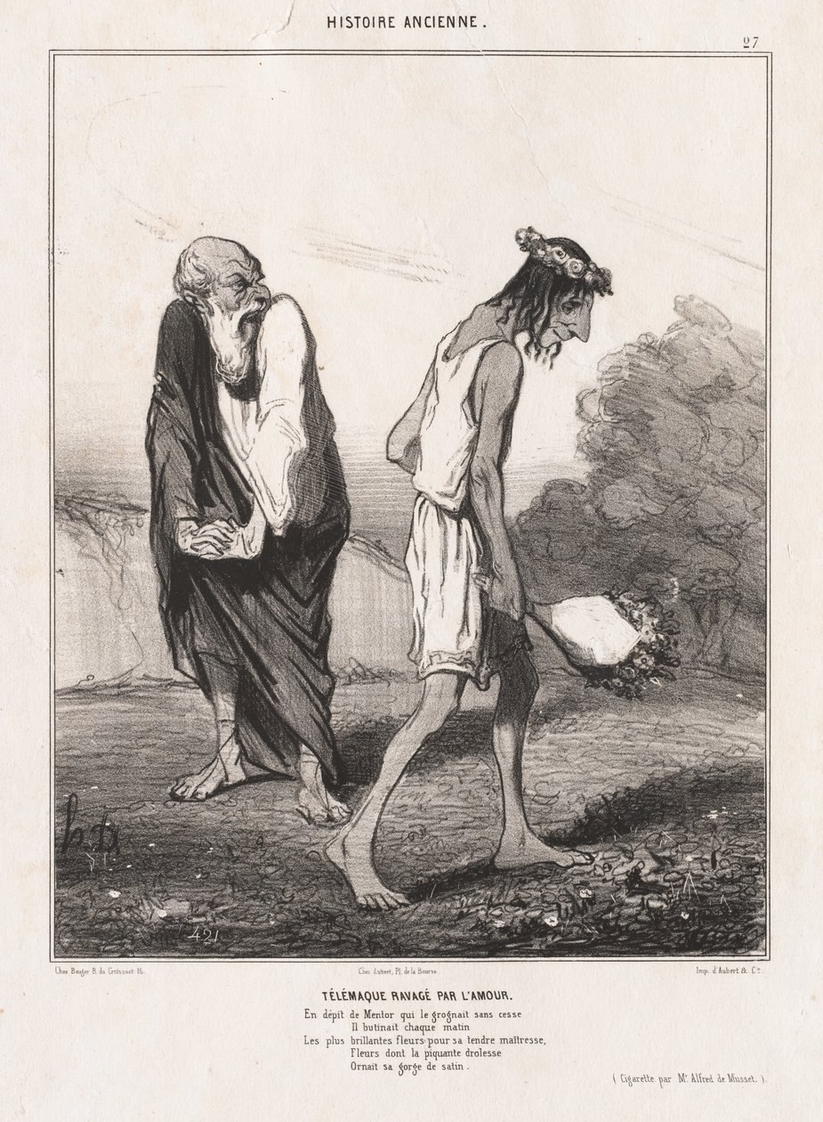 Oldtidshistorie: Pl. 27, Telemachos hærget af kærlighed..., 1842. af Honoré Daumier