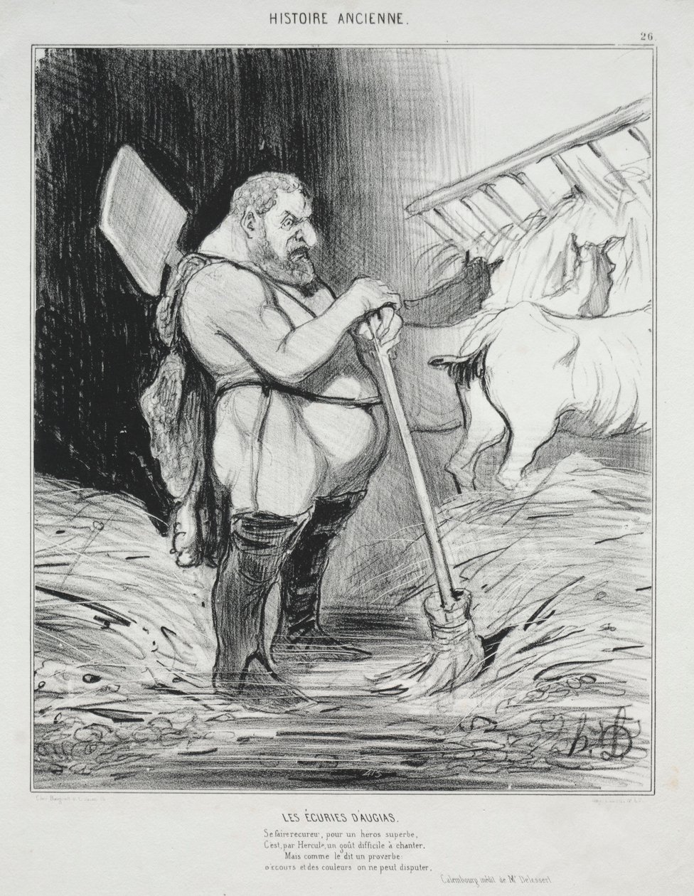 Ancient History, plade 26: The Stable of Augeas, 25. september 1842. af Honoré Daumier