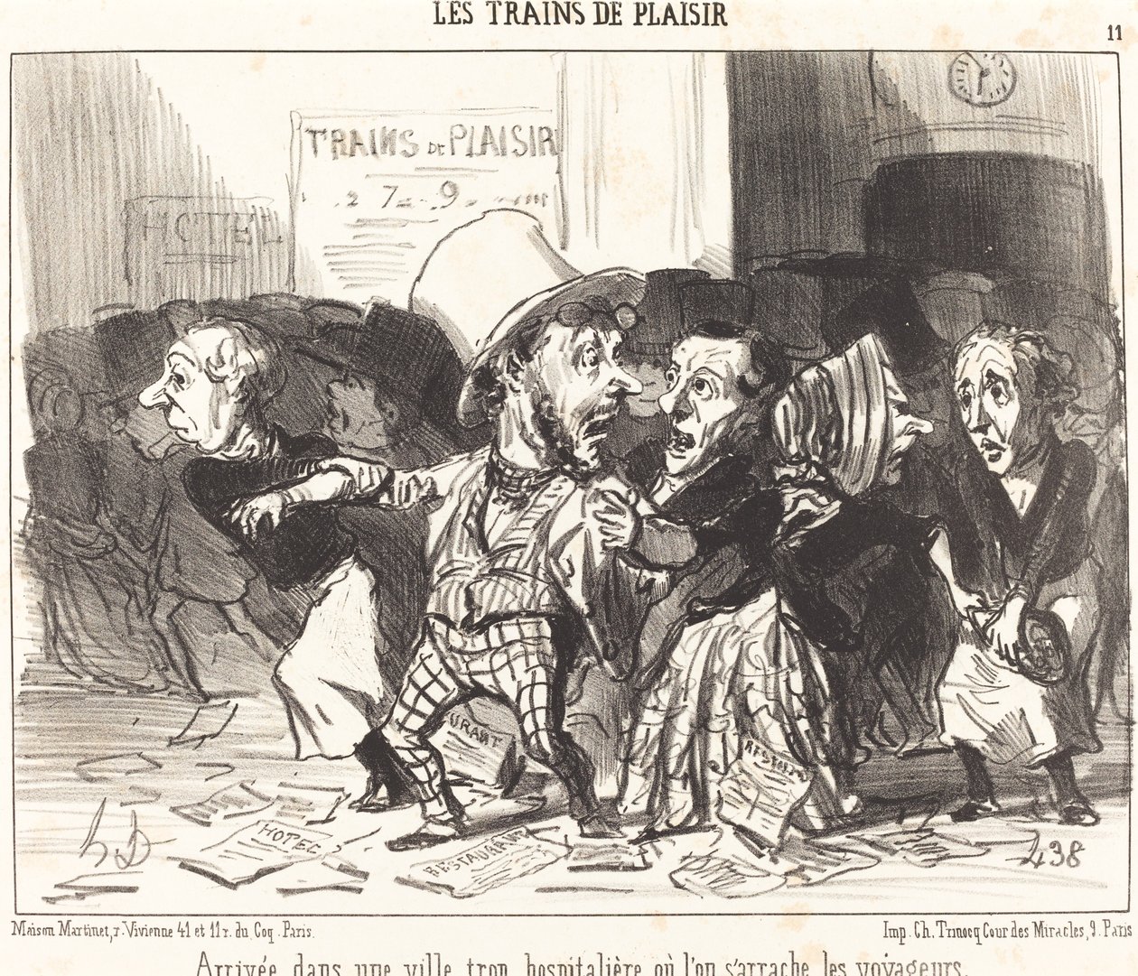 Ankomst til en by, der er for gæstfri... af Honoré Daumier
