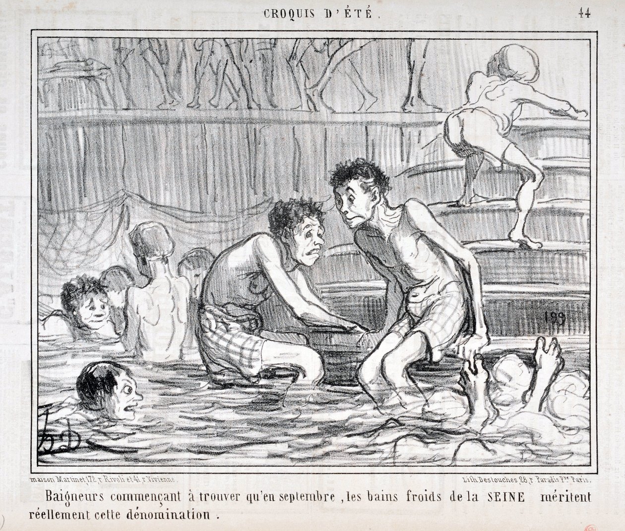 Kunstværk af Honore Daumier (1808-1879) Charivari stammer fra 1858: Serie CRUQUIS D