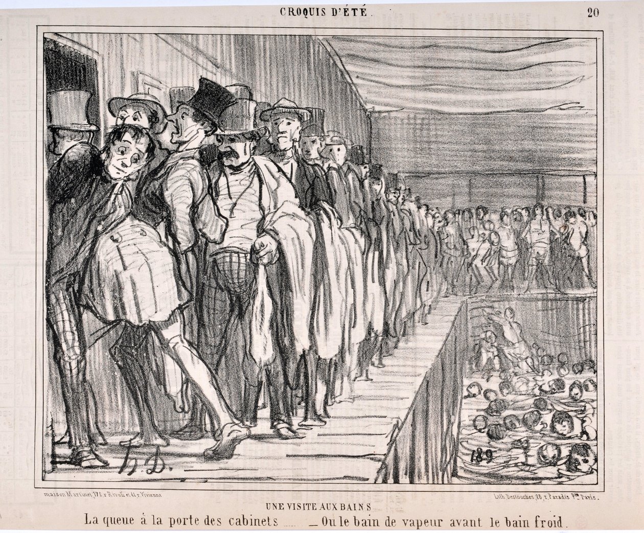 Kunstværk af Honore Daumier (1808-1879) Charivari stammer fra 1858: Serie CRUQUIS D