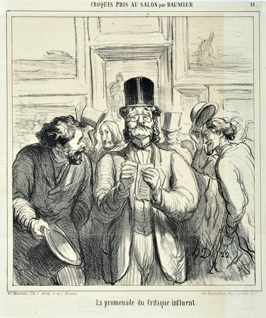 Kunstværk af Honore Daumier (1808-1879). Charivari stammer fra 1865: Serieskitser taget på Salon La promenade du Critique indflydelsesrige MUSEE DES BEAUX ARTS - PALAIS LONGCHAMP, MARSEILLE af Honoré Daumier