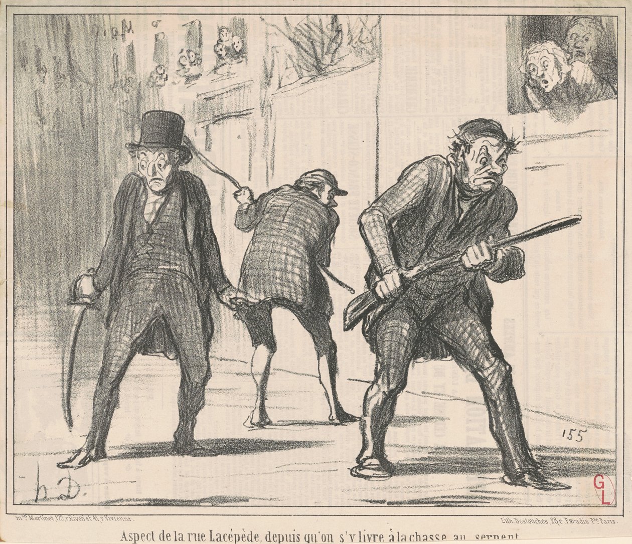 Aspekt af rue Lacépède ... af Honoré Daumier
