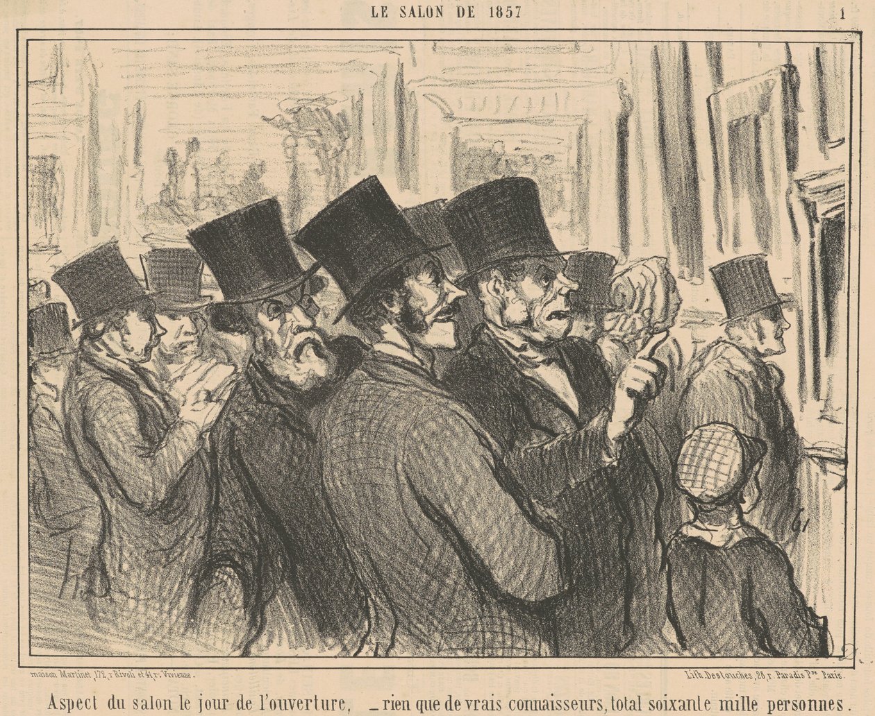 Salonoptræden på åbningsdagen... af Honoré Daumier