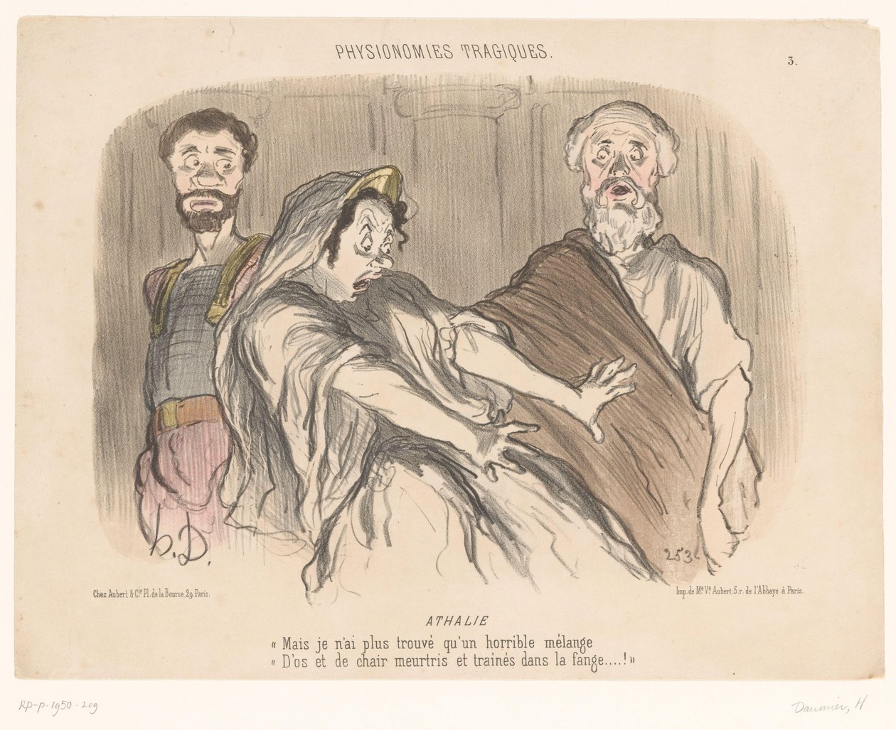 Atalja ser et skræmmende syn Athalie (titel på objekt) Tragic Faces (serietitel) Physionomies tragiques (serietitel om objekt) af Honoré Daumier
