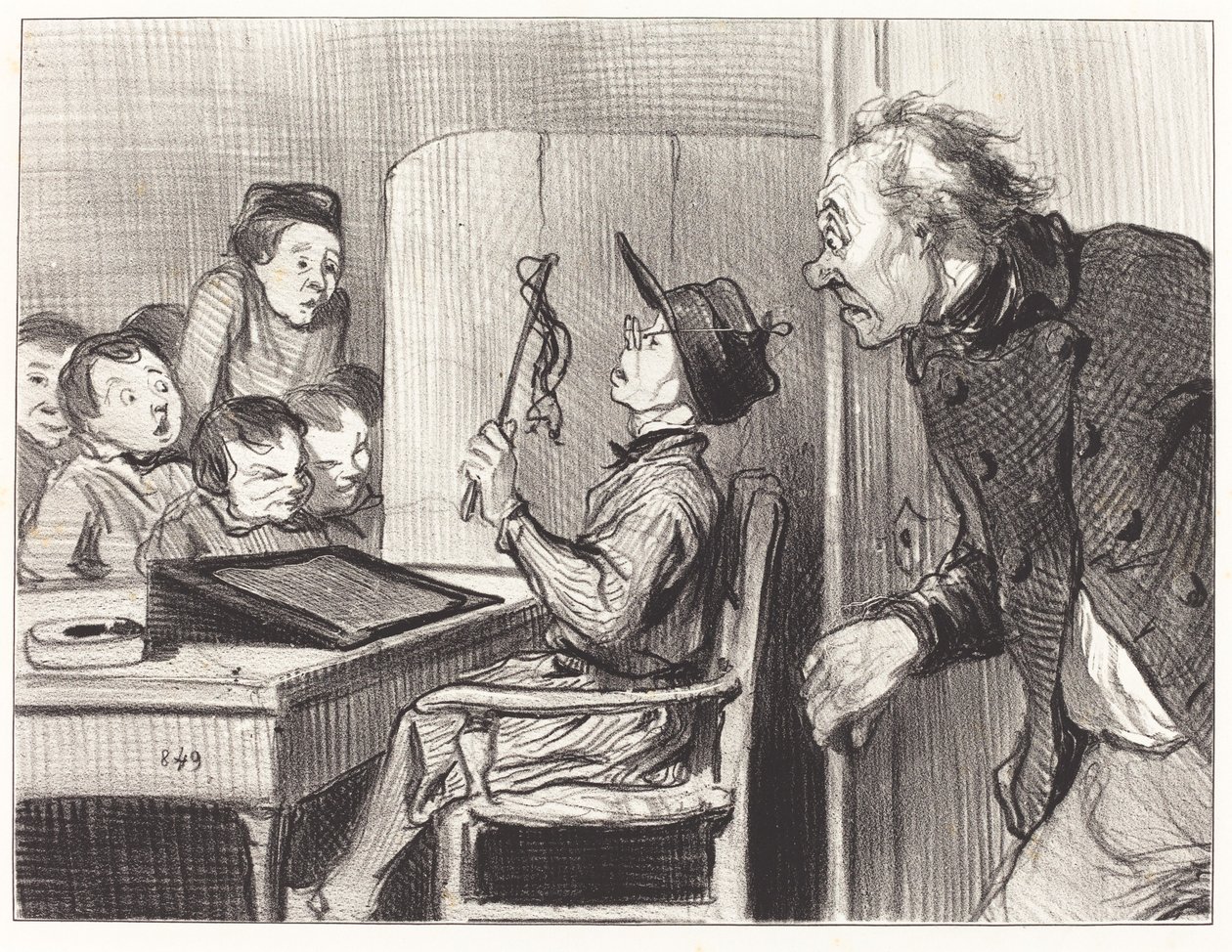 Vent... Jeg vil give dig nogle... fra skolemesteren af Honoré Daumier