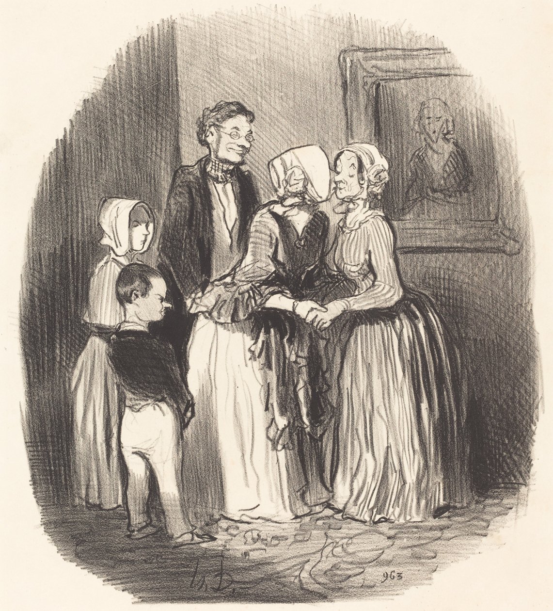 Ved nytår besøg... tante Rabourdin af Honoré Daumier
