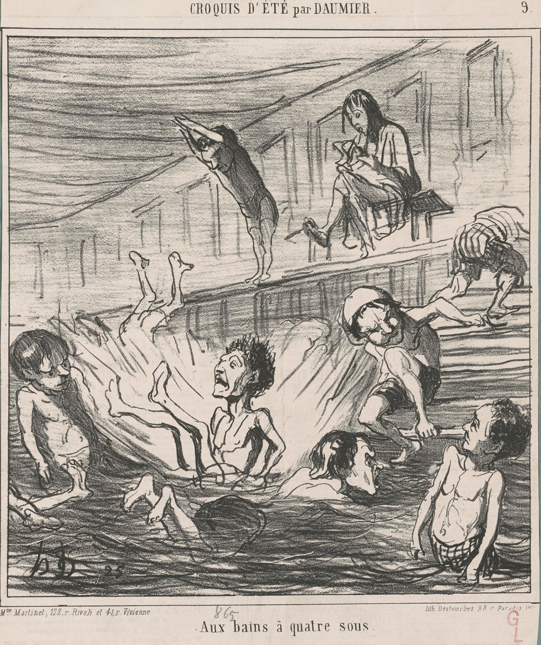 Ved de fire-penny bade af Honoré Daumier