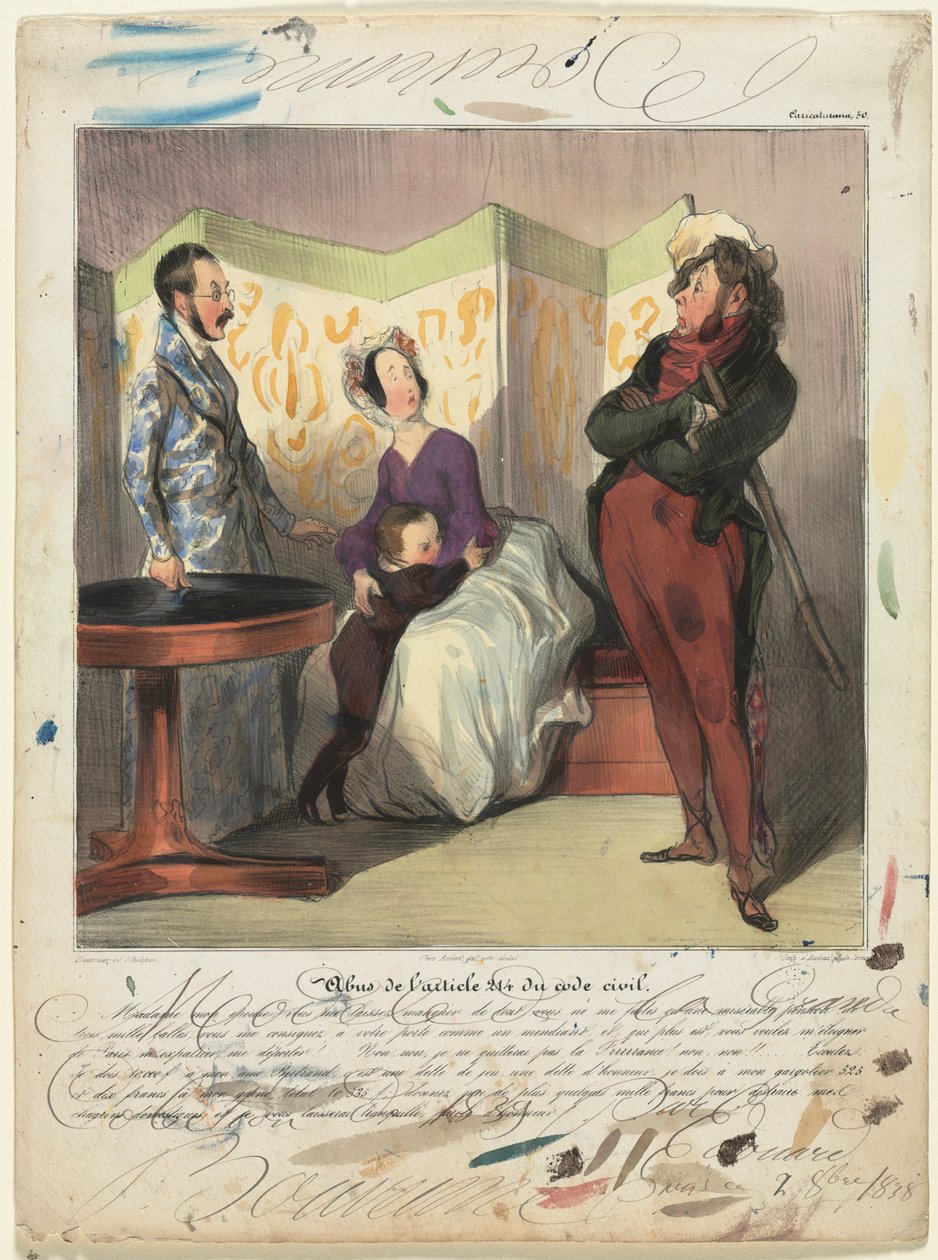Caricaturana (plade 50): Overtrædelse af civillovens artikel 24 af Honoré Daumier