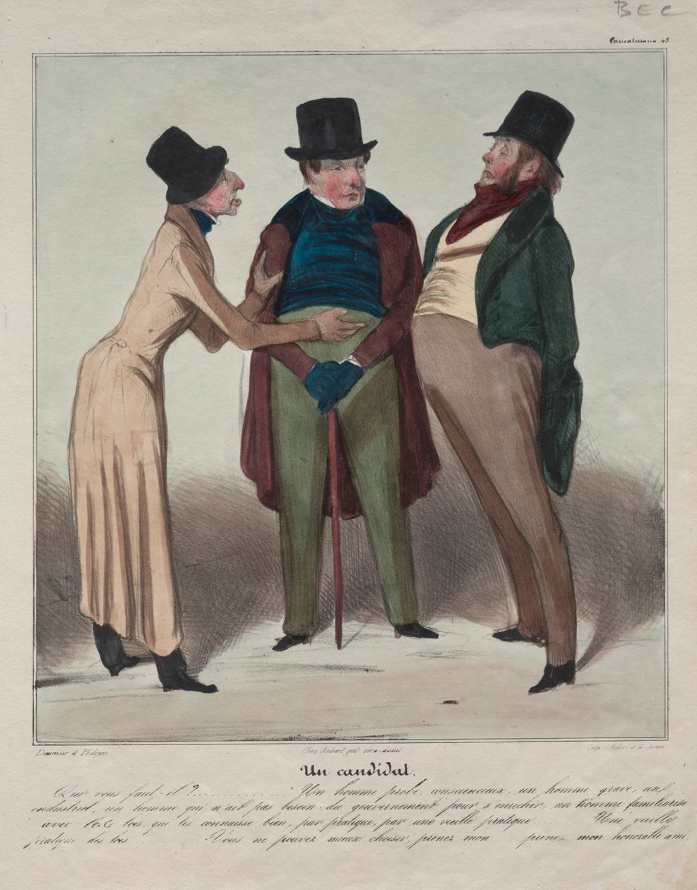 Caricaturana Plate 48: A Candidate, 1837. af Honoré Daumier