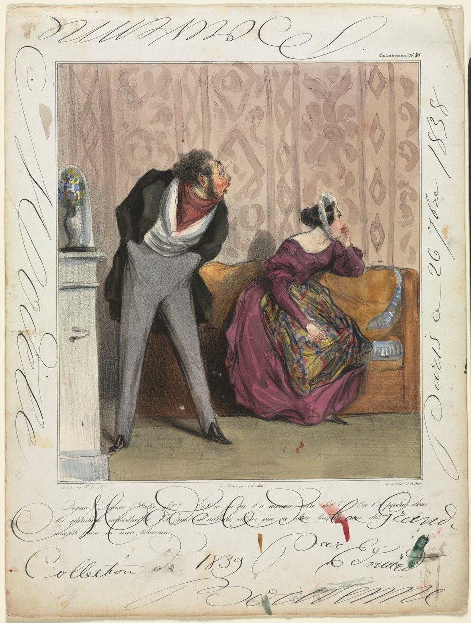 Caricaturana tallerken 36: Fra hvad! Fra hvad! Din medgift..., 1837. af Honoré Daumier