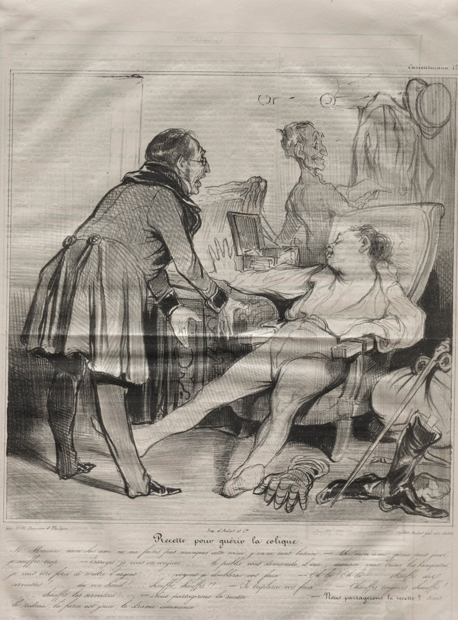Caricaturana, plade 72: Recipe to Cure Colic, 14. januar 1838. af Honoré Daumier