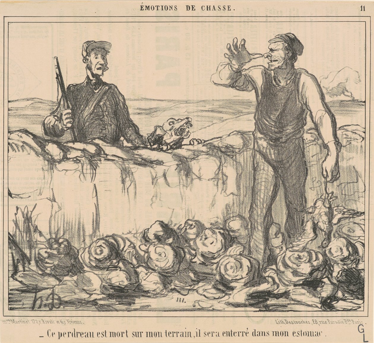 Denne agerhøne døde på min jord... af Honoré Daumier