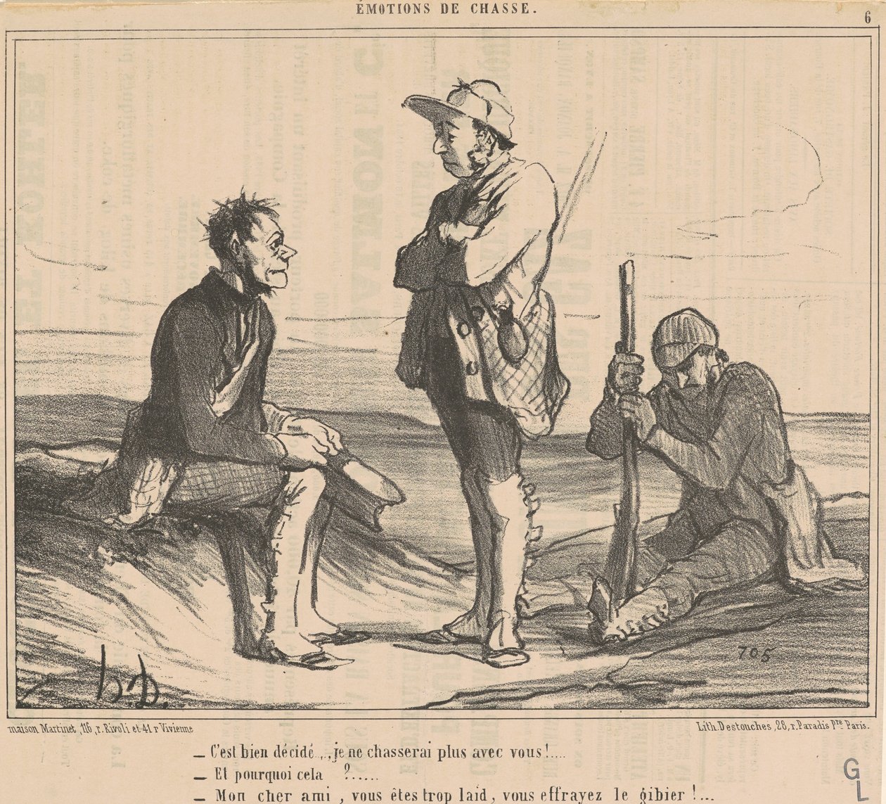 Det er besluttet... Jeg vil ikke jage med dig mere! ... af Honoré Daumier