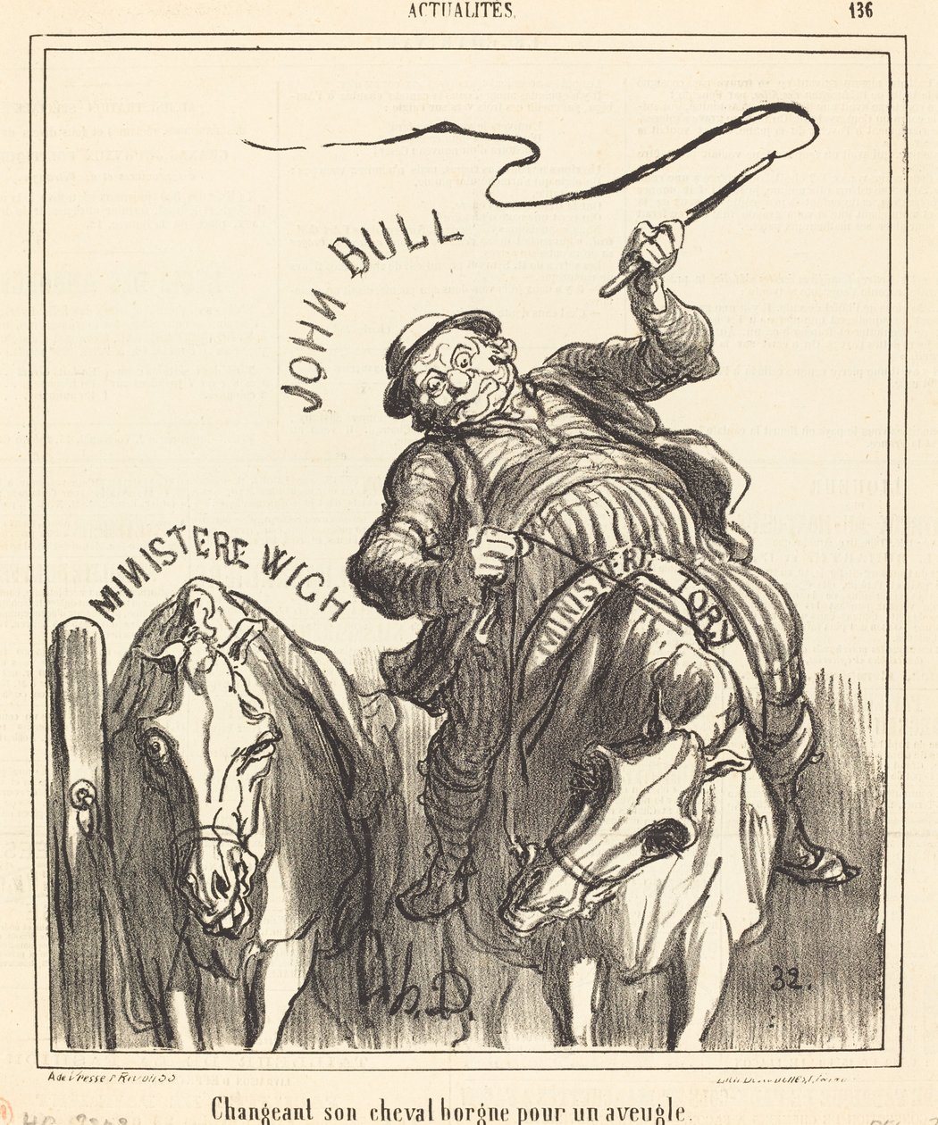Skifter sin enøjede hest til en blind af Honoré Daumier