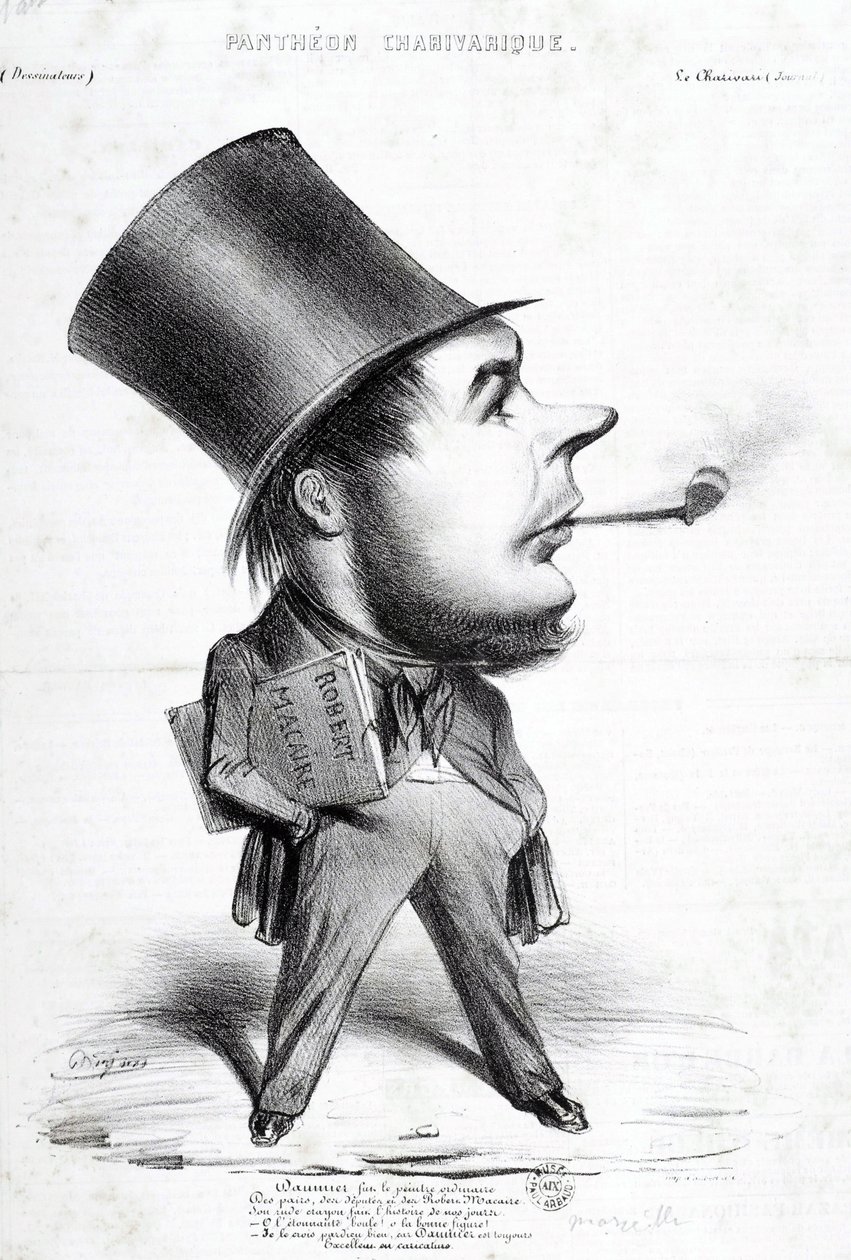 Charivaric Pantheon: Tegneserie af Honore Daumier (1808-1879), fransk gravør, maler og billedhugger. Indgravering i "" Le Charivari"". Mål: 32x22 cm. Arbaud Museum. af Honoré Daumier