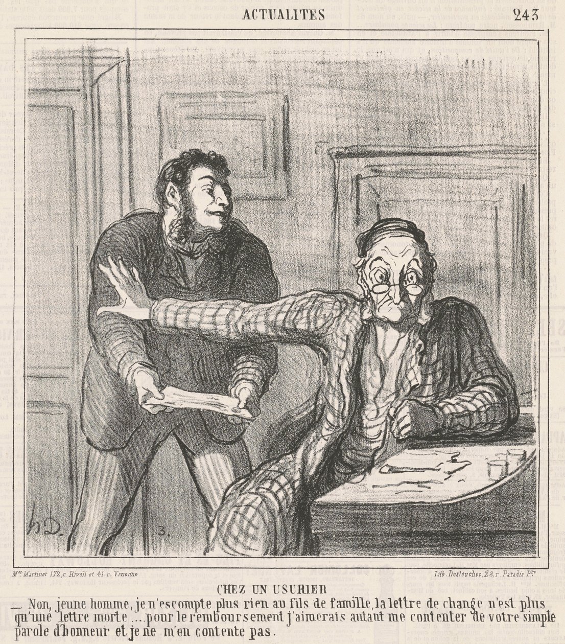 Hos en pengeudlåner af Honoré Daumier