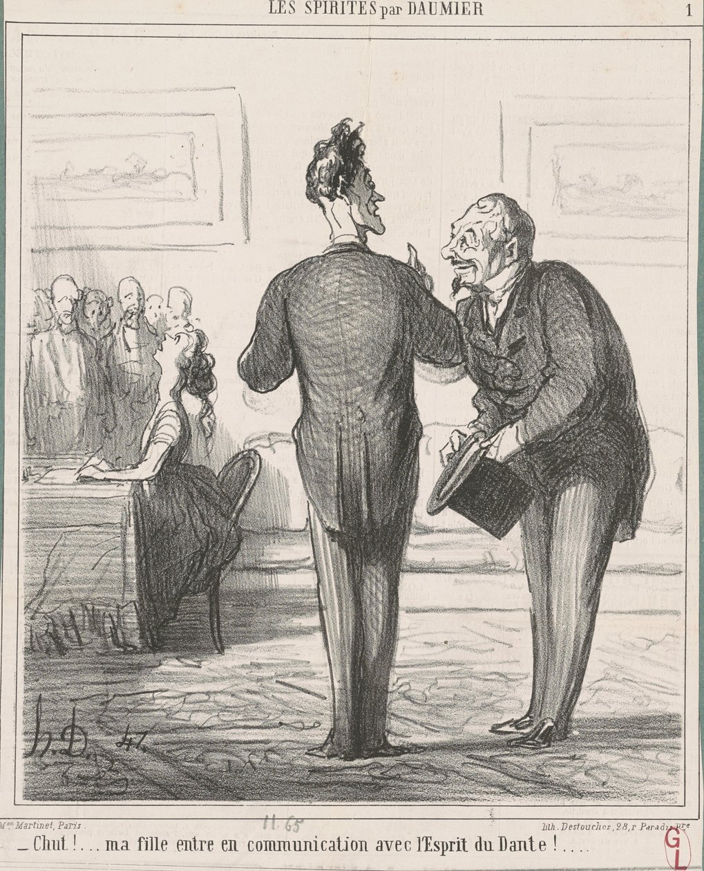 Stille...! Min datter er i kommunikation... af Honoré Daumier