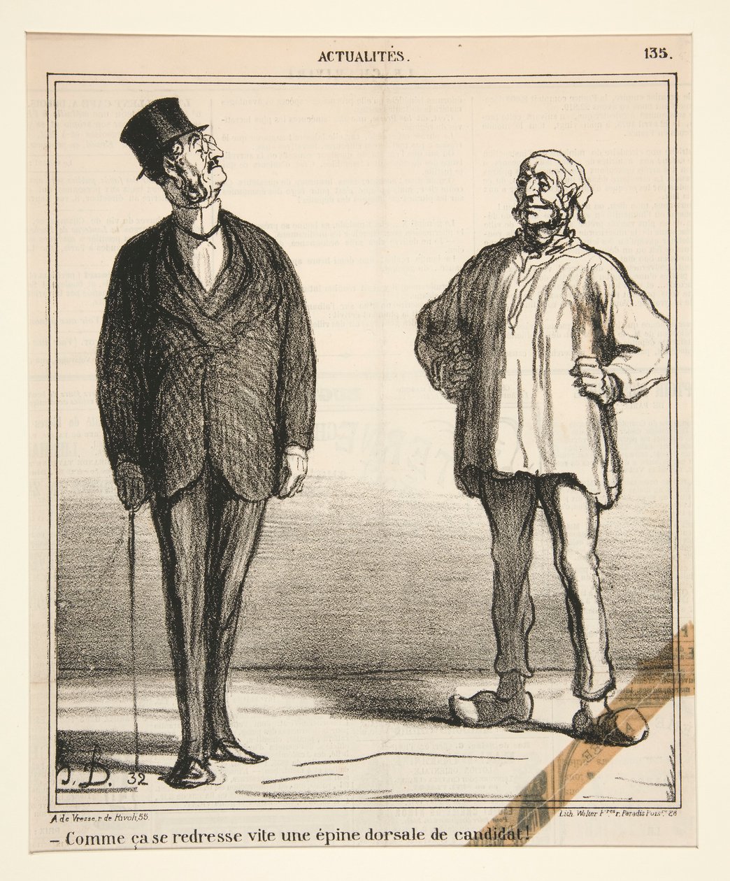 Hvor hurtigt en kandidats rygrad retter sig!, fra Actualites af Honoré Daumier