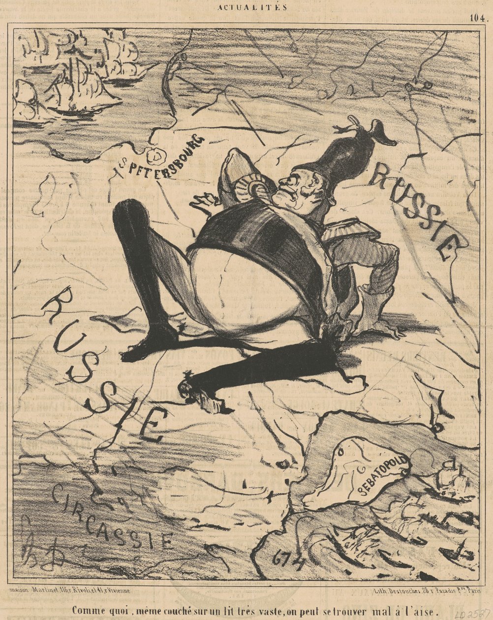 Ligesom hvad ... på en meget stor seng,,, af Honoré Daumier