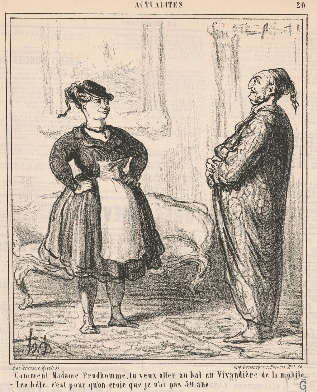 Hvordan Madame Prudhomme ... Som en vivandière ... af Honoré Daumier