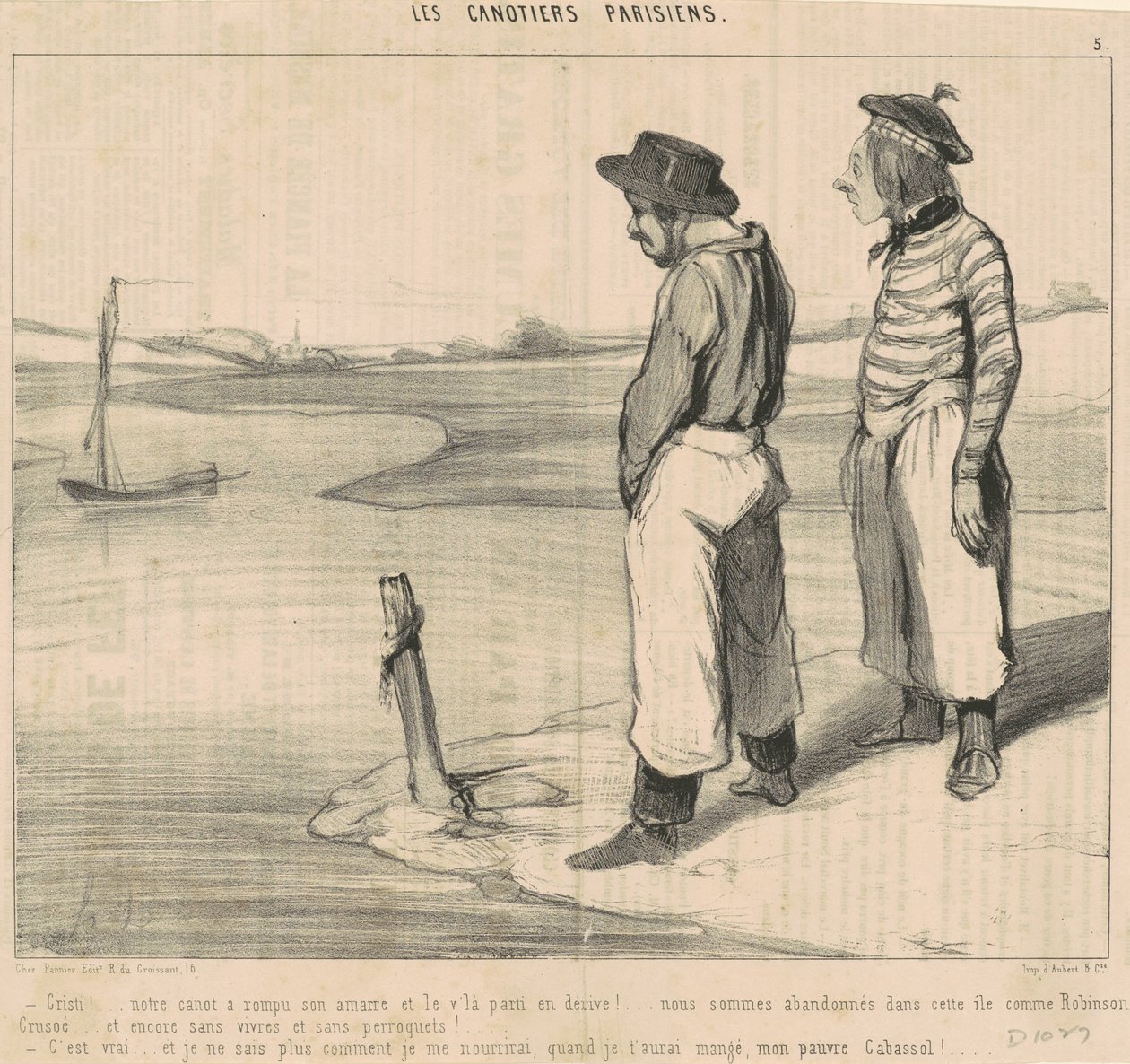 Cristi! ... Vores kano har brudt sin fortøjning ... af Honoré Daumier