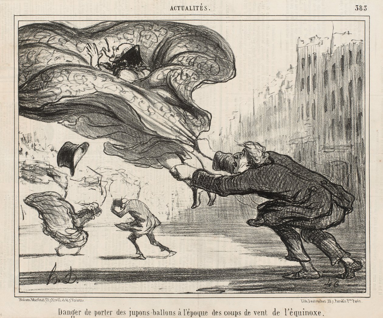 Fare for at bære ballonunderkjoler på tidspunktet for stormen ved jævndøgn, offentliggjort 3. april af Honoré Daumier