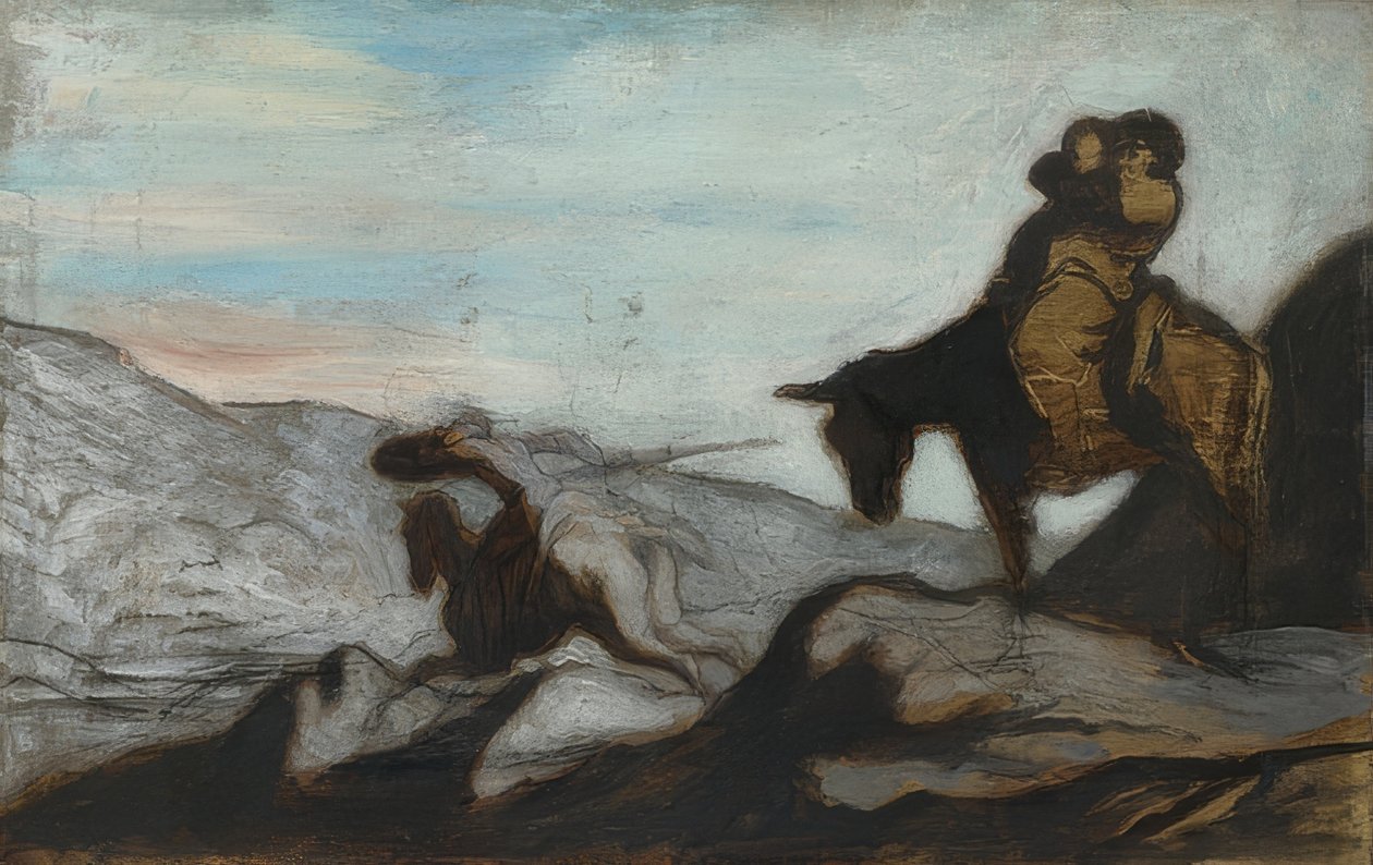 Don Quixote og Sancho Panza. Omkring 1855 af Honoré Daumier