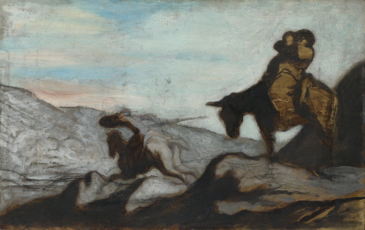 Don Quixote og Sancho Panza, ca 1855 af Honoré Daumier